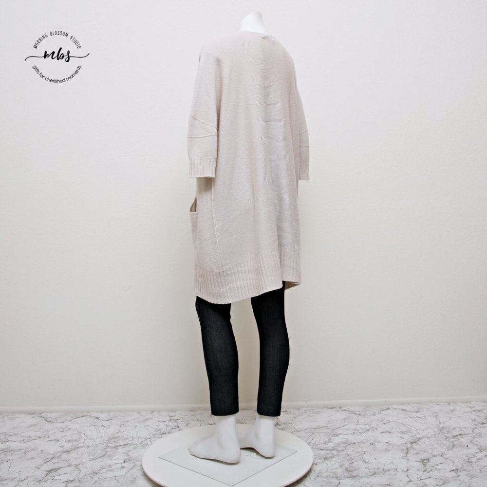 Stefanel V Neck Long Sleeve Wool Blend Oversized Sweater Dress - Picture 3 of 11
